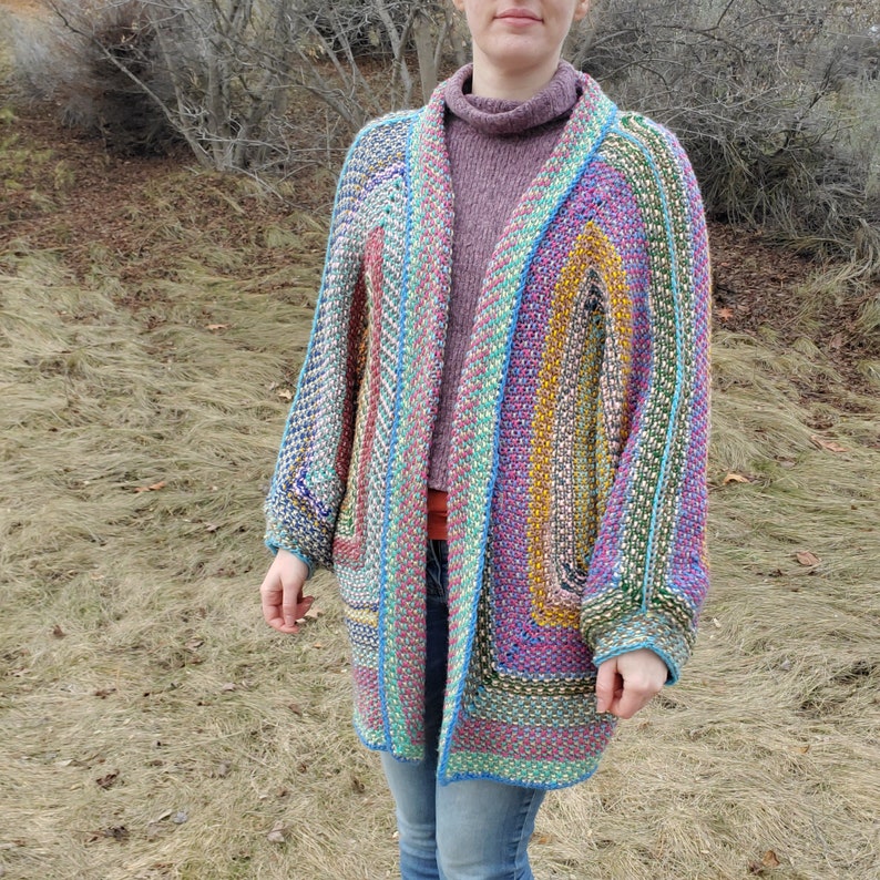 Hexagonal Stash Buster Knit Cardigan Knitting Pattern image 9