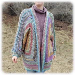 Hexagonal Stash Buster Knit Cardigan Knitting Pattern image 1