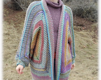 Hexagonal Stash Buster Knit Cardigan Knitting Pattern