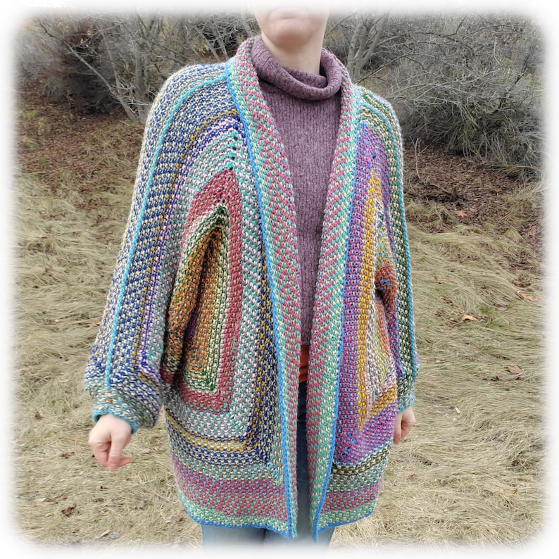 Hexagonal Stash Buster Knit Cardigan Knitting Pattern image 1