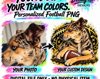 Immagine PNG personalizzata di cane calciatore, ritratto personalizzato del tuo animale domestico, colori della squadra (download digitale)