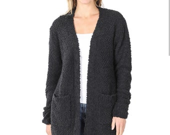 black popcorn cardigan