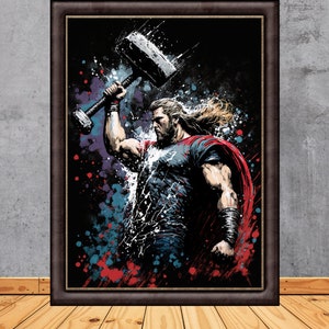 Thor Art Poster - Splattered Paint - Digital Download