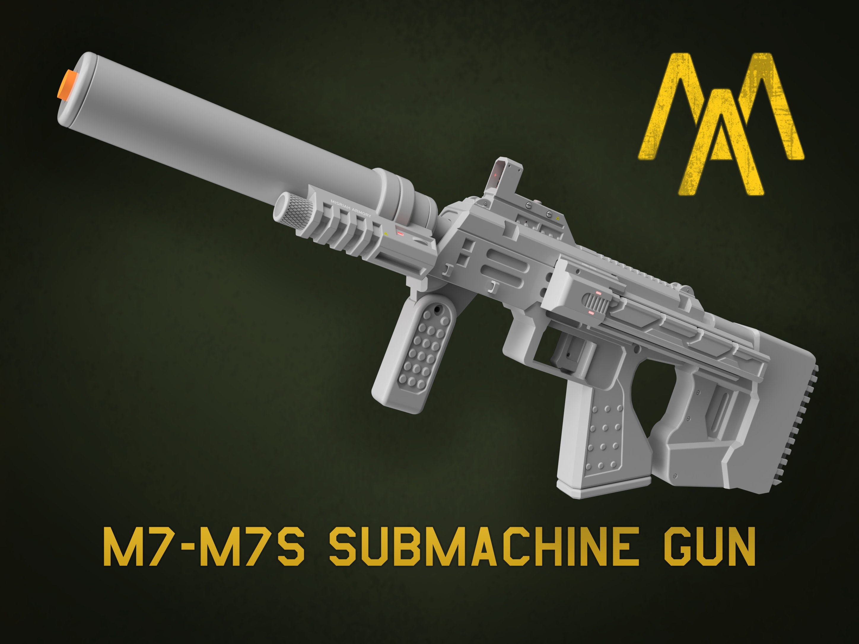 M7 SMG/M7S ODST Submachine Gun 3d Print Files Nonfunctioning Cosplay