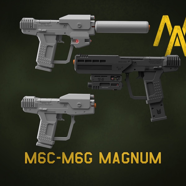 M6 Magnum/M6C SOCOM Magnum archivos de impresión 3d réplica de accesorio de Cosplay no funcional para disfraz de Halo