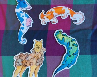 WHIMSICAL FRIENDS (set of 4 stickers)