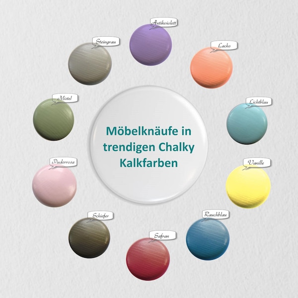 Furniture knob - matte - chalk paint - "Chalky Chic" - furniture knob - wood - beech - solid color - hand-painted - single color - with thread and screw