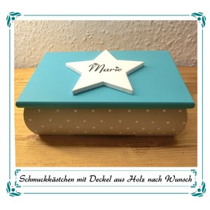 Schmuckkästchen aus Holz - ca. 19 x 12 x 7 cm - Wunschdesign - Individuelle Schmuckschatulle mit Deckel - Wunschmotiv - Personalisierbar