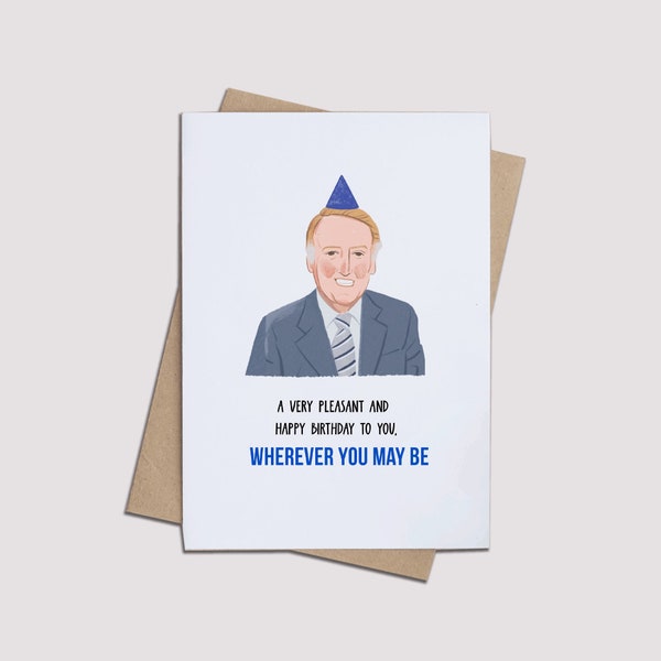 Dodgers Birthday Greeting Card Vin Scully Birthday Celebration Card