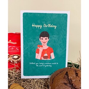 Amelie Birthday Celebration Card with Personalized Note Cute Romantic Couple Hubby Anniversary Valentine Day Minimalist Modern Card