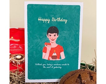 Amelie Birthday Celebration Card with Personalized Note Cute Romantic Couple Hubby Anniversary Valentine Day Minimalist Modern Card