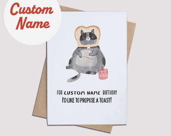 Funny Cat Custom Name Birthday Card