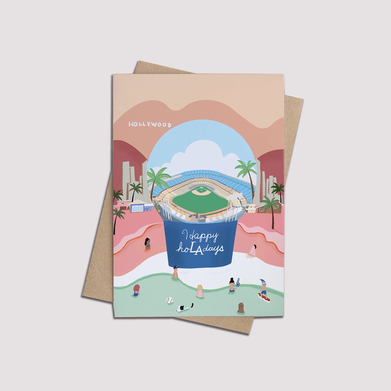 Dodgers Holiday Greeting Card, Los Angeles Dodgers Holiday Card, Dodgers Card Etsy