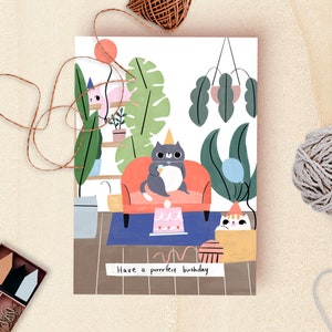 Meow-nificent Birthday Card with Custom Note | Adorable Cat Illustration | Minimalistic & Modern Cat Mom Gift