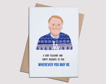 Vin Scully Holiday Edition Greeting Card, Unique Seansonal Greetings
