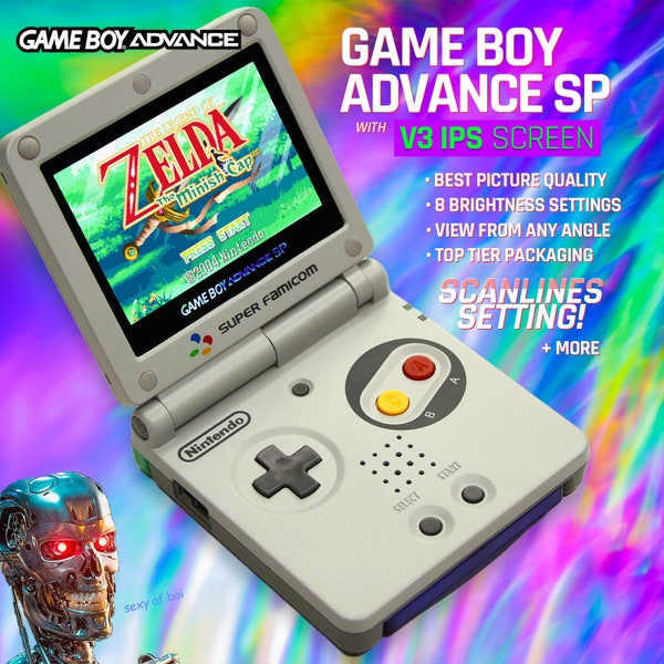 Game Boy Advance SP IPS v3 Screen Mod Super Famicom SNES Edition gba ags-001 v2 Gameboy