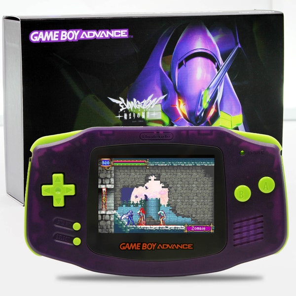 Neon Genesis Evangelion Game Boy Advance with FunnyPlaying v3 IPS Screen Mod gba agb-001 v2 Gameboy
