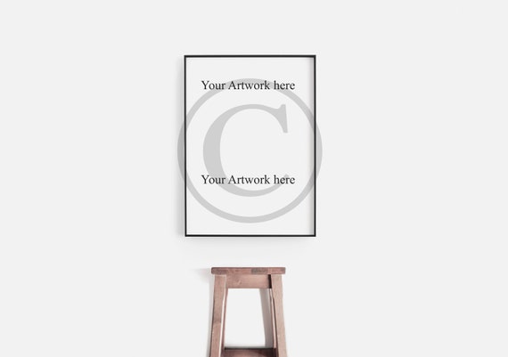 Digitalen A4 Black Wood Frame Mockup Portraitstock Photo Styled