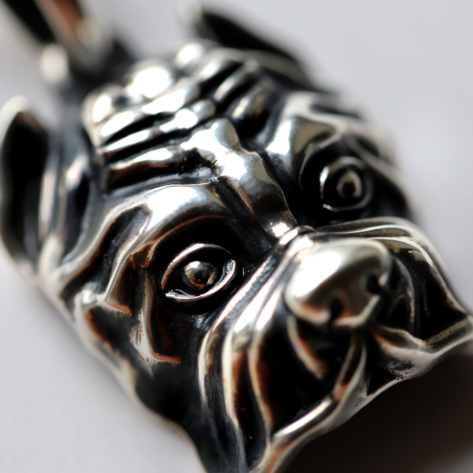 American Pitbull Dog Necklace Sterling Silver Dog Head Etsy