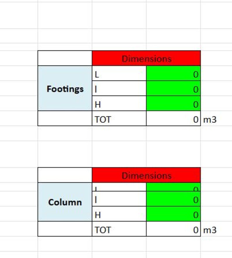 Construction Cost Estimate Template (footing + Column Jacketing) - Etsy