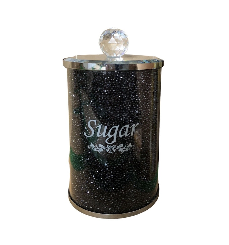 Black Crush Diamond Tea Coffee Sugar Canisters Crystal Storage Etsy