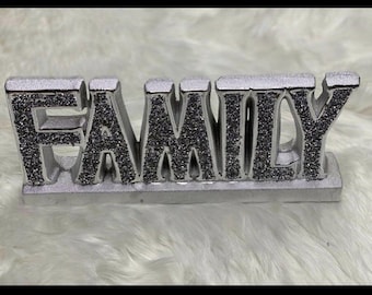 Family Diamond Crush Silver Mirrored Style Decorative Table Figurine Crystal Ornament(254847654440)