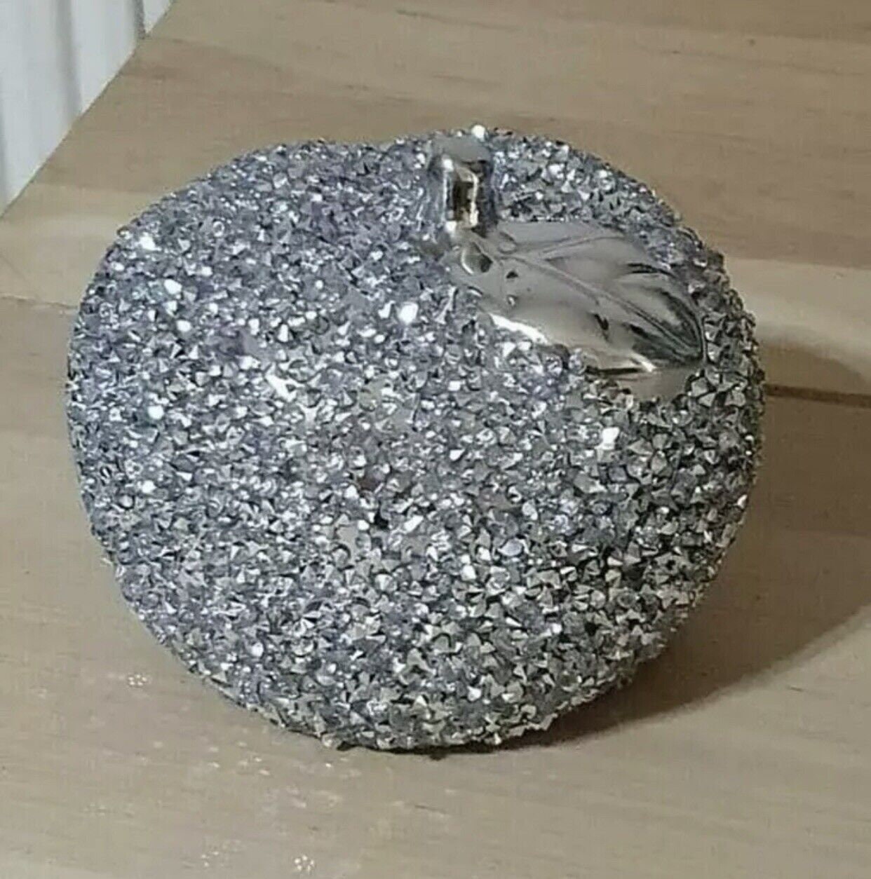 Silver Petals - Set of 2 Silver Crushed Diamond Sparkly Fruits Apple ...