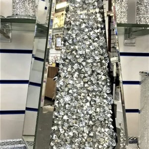 Silver Petals - Mirrored Crushed Crystal Diamond Diamante Decorative Vase 40cm