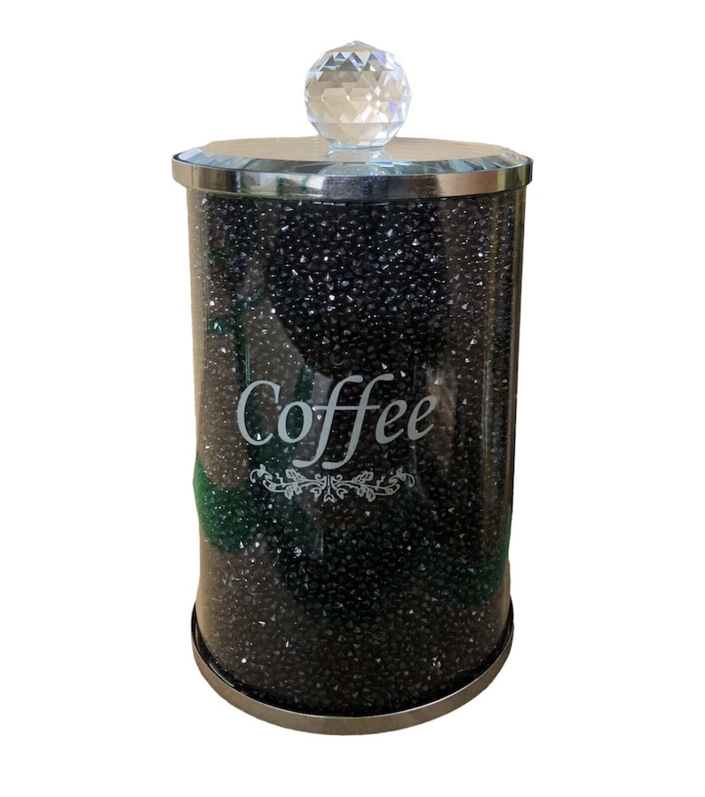 Black Crush Diamond Tea Coffee Sugar Canisters Crystal Storage Etsy