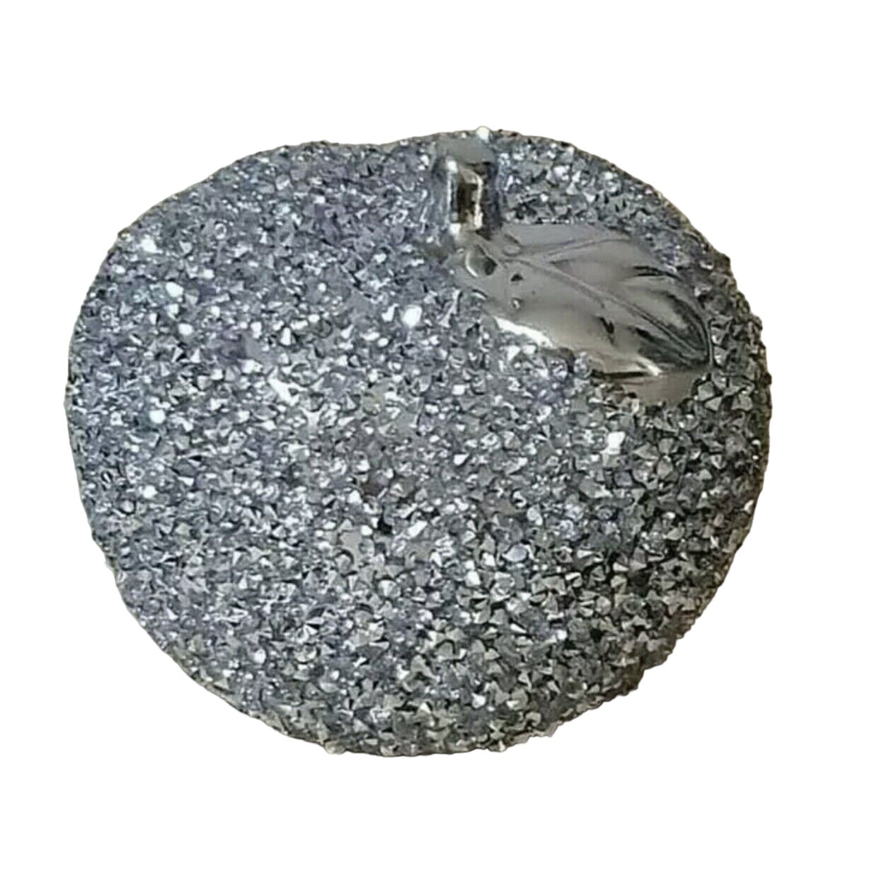 Silver Petals - Set of 2 Silver Crushed Diamond Sparkly Fruits Apple