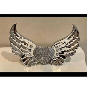 Bling Crushed Diamond Angel Wings Ceramic Silver Freestanding Angel Wings(254997618248)