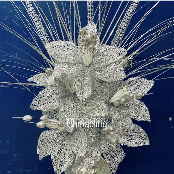 Artificial Bunch Of Flowers Silver Romany Blingy With Silver Shooter Bloomer.(255127676890)