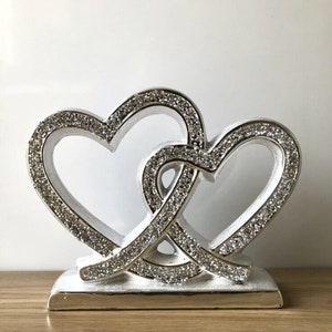 Biznest Romany Crushed Diamond Telephone Crystal Silver Shelf Ornament Bling