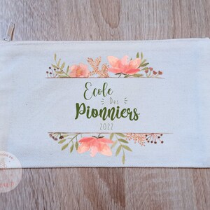 Pioneer School pencil case - Watercolor flowers - French/English