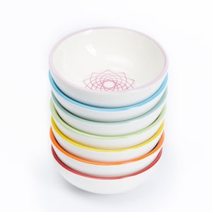 Chakra Bowls |  Small Ceramic Bowls | Full Set of Seven Chakra Bowls