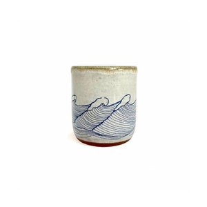 Zen Haiku with Ocean Waves   |   Wheel thrown Cup  |  Hand-made Ceramic Espresso Cup  |  Dharma Cup