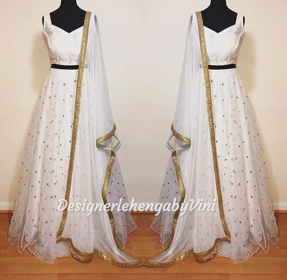 Off white lehenga choli and dupatta for women Indian Lengha salwar kameez  lehenga choli bridesmaid dress Indian saree Lengha choli