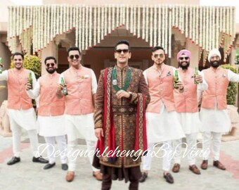 Indian groomsmen kurta pajama indian mens wear groomsmen outfit jodhpuri jacket for men groomsman jacket bridesmaid dress colours available