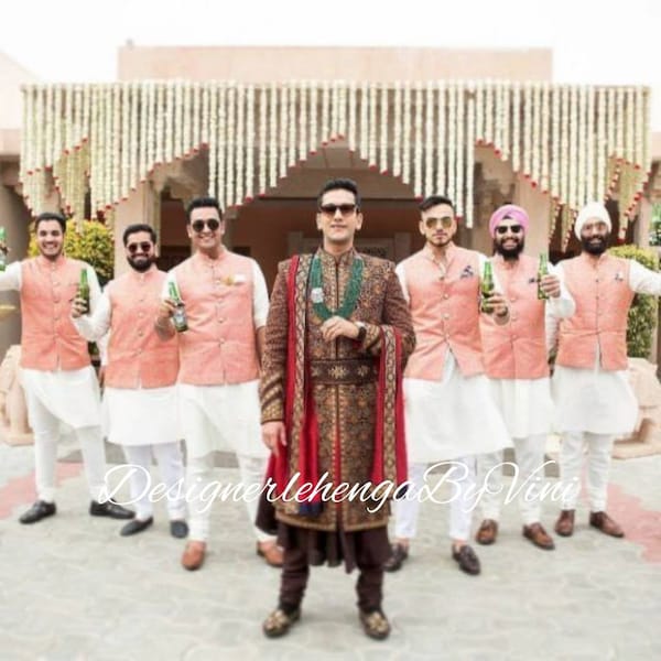 Indian groomsmen kurta pajama indian mens wear groomsmen outfit jodhpuri jacket for men groomsman jacket bridesmaid dress colours available