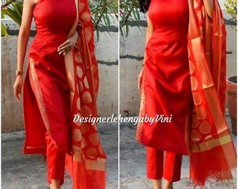 Red Indian suit set with banarasi dupatta indian patiala suit kurta set for women lehenga choli for women colors available
