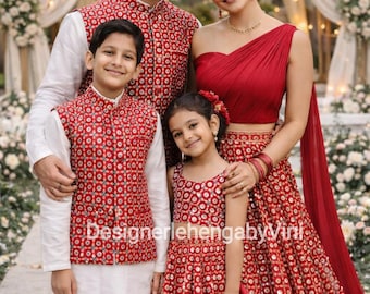 Matching family outfits for Indian wedding lehenga choli mother daughter matching sets kids lehenga choli family twinning outfits