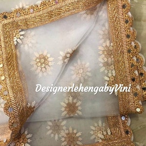 Designer net dupatta for weddings bridesmaid gift mehendi favors lehenga dupatta anarkali dupatta off white dupatta white dupatta