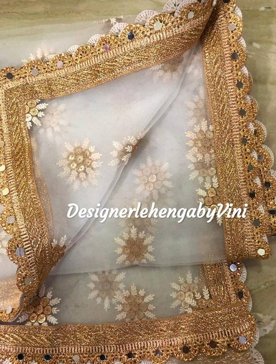 Designer Net Dupatta for Weddings Bridesmaid Gift Mehendi Favors