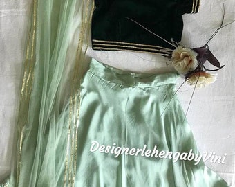 Kids lehenga choli dupatta lehenga choli for kids girls lehenga custom made lengha choli for girls velvet top with chinon silk skirt