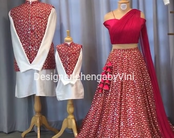 Bijpassende traditionele familieoutfits voor Indiase bruiloft lehenga choli moeder dochter bijpassende set kinderen lehenga choli Pakistaanse pakken