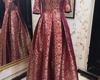 Pure banarasee designer floor length gown Indian Pakistani salwar suit lehenga Pakistani designer anarkali suit anarkali dress lehenga