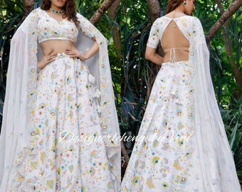Zware ingewikkelde pailletten borduurwerk lehenga choli voor vrouwen bruiloft lehenga blouse Pakistaanse pak Pakistaanse lehenga choli Indiase trouwjurk