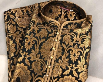 Banarasi brocade kurta for men, kurta pajama set for men,indian kurta for men, wedding outfit for men, wedding kurta pajama,pakistani kurta