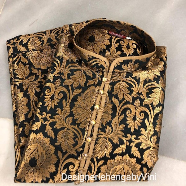 Banarasi brocade kurta for men, kurta pajama set for men,indian kurta for men, wedding outfit for men, wedding kurta pajama,pakistani kurta