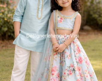 Matching outfit for siblings lehenga choli for girls indian wedding dress for kids indian dress for girls kids lehenga mother daughter dress